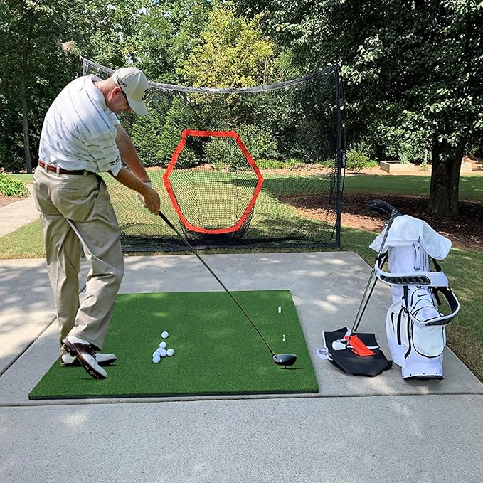 Golfguru Golf Mat, 5x4ft/5x5ft Dense Elite Golf Hitting Mats Practice with 10 Balls, 9 Tees, Heavy Duty Artificial Hitting Training Matt for Backyard Driving Chipping Indoor Outdoor Simulators-StrideForce Fitness