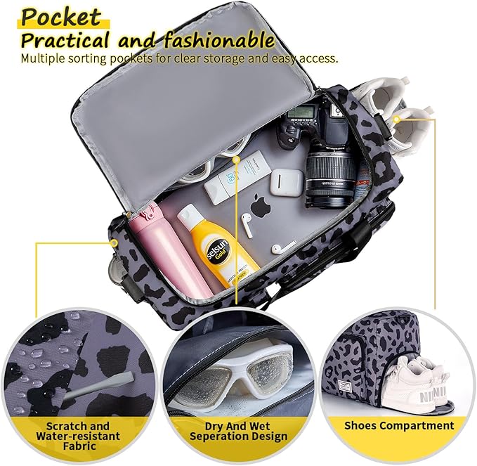 FIORETTO Women's Gym Duffle Bag with Shoes Compartment, 37L Capacity, Ideal for Travel, Gym, Sports, Duffel, Weekender-StrideForce Fitness