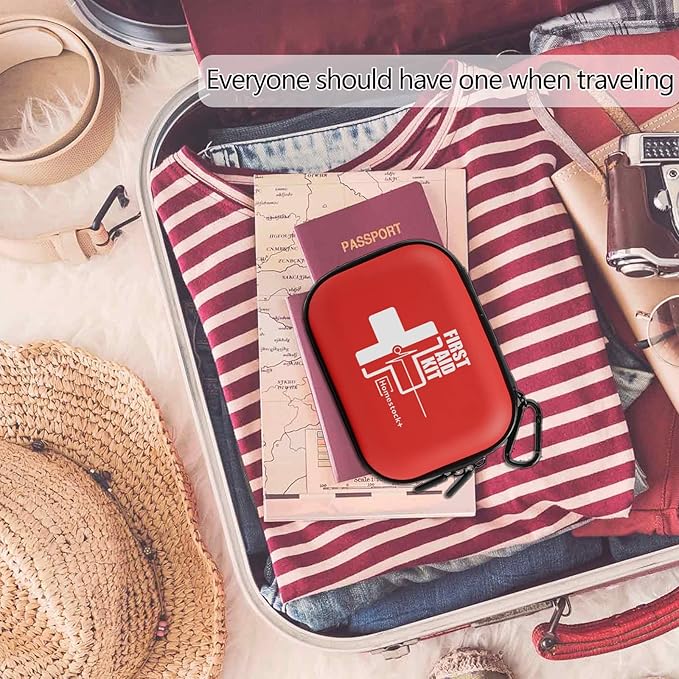 Portable Mini First Aid Kit Compact Medical Kits with Compartments, Waterproof Small EVA Case for Car, Home, Outdoors, Sports, Camping, Hiking and Office-StrideForce Fitness