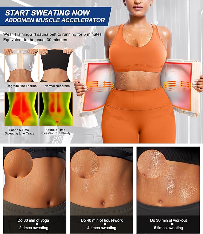 TrainingGirl Waist Trainer for Women Lower Belly Waist Trimmer Corset Tummy Wrap Workout Sweat Belt Band Sports Sauna Suit-StrideForce Fitness