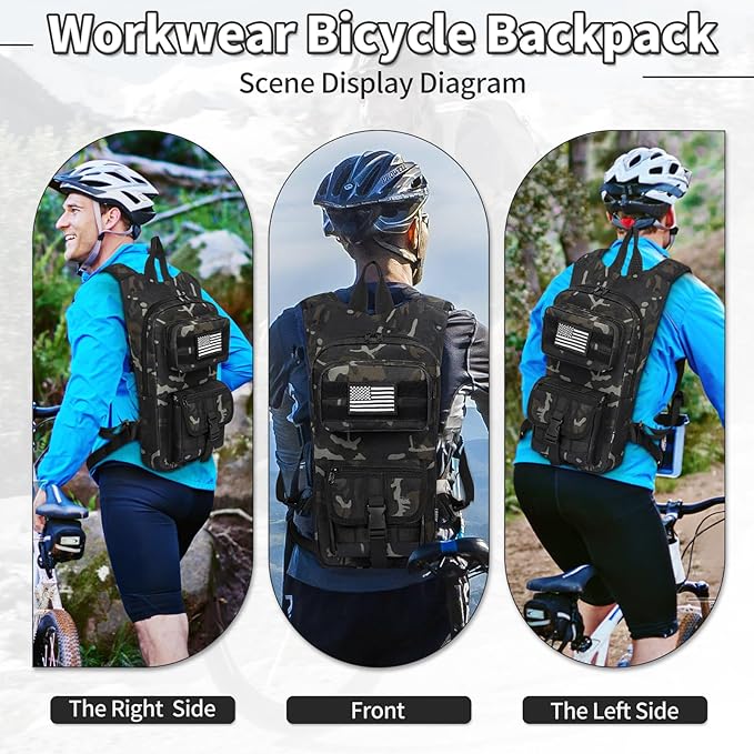 Hydration Backpack, Tactical Molle Water with 2L TPU Water Bladder, for Men Women Lightweight Water Backpack, Hydration Pack for Hiking, Biking, Climbing and Hunting-StrideForce Fitness