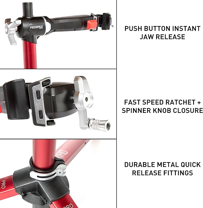 FEEDBACK SPORTS | Pro Mechanic HD (Heavy Duty) Bike Repair Stand | Lightweight, Stable Bicycle Workstand W/Tripod Base | Red-StrideForce Fitness