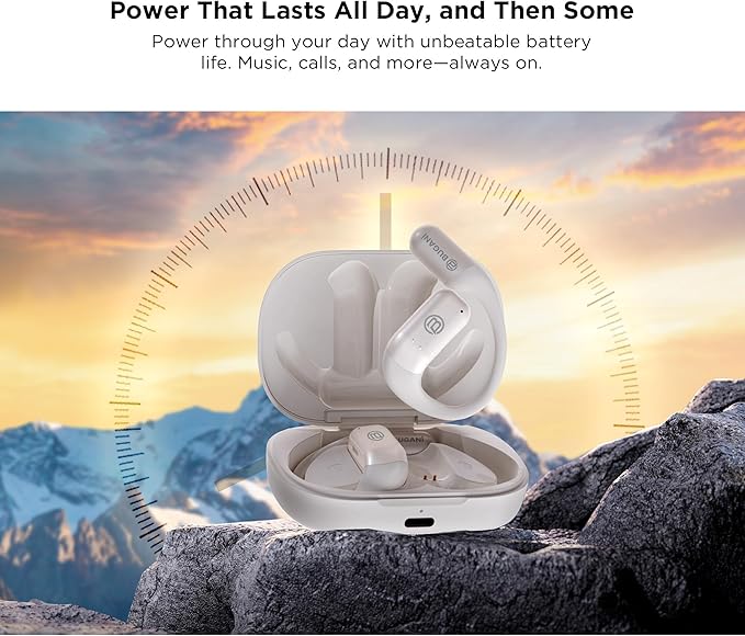 BUGANi Open Ear Headphones Wireless Earbuds,5.4 Bluetooth Headphones, IPX5 Waterproof Ear Buds for Running Workout Cycling Gift (White)-StrideForce Fitness