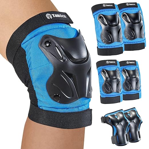 Skating Protective Gear Kids Knee and Elbow Pads Wrist Guards for Roller Skating Skateboarding, Skate Pads Kids Knee Pads Blue-StrideForce Fitness