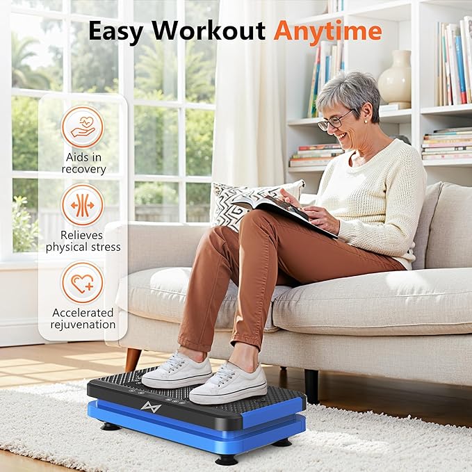 AXV Vibration Plate Fitness Platform Exercise Machine Vibrating Lymphatic Drainage Shaking Full Body Shaker Workout Vibrate Stand Shake Board Sport Gym for Weight Loss Fat Burner for Women Men-StrideForce Fitness