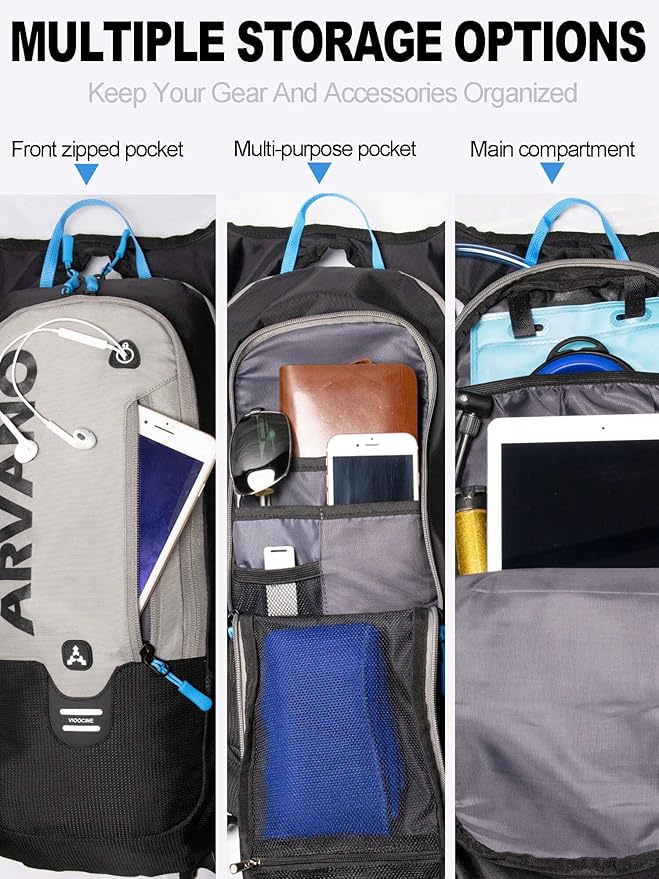 Hydration Backpack, Lightweight Hydration Pack with 2L Water Bladder, 6L Water Backpack for Men Women Cycling, Hiking, Mountain Biking, Skiing-StrideForce Fitness