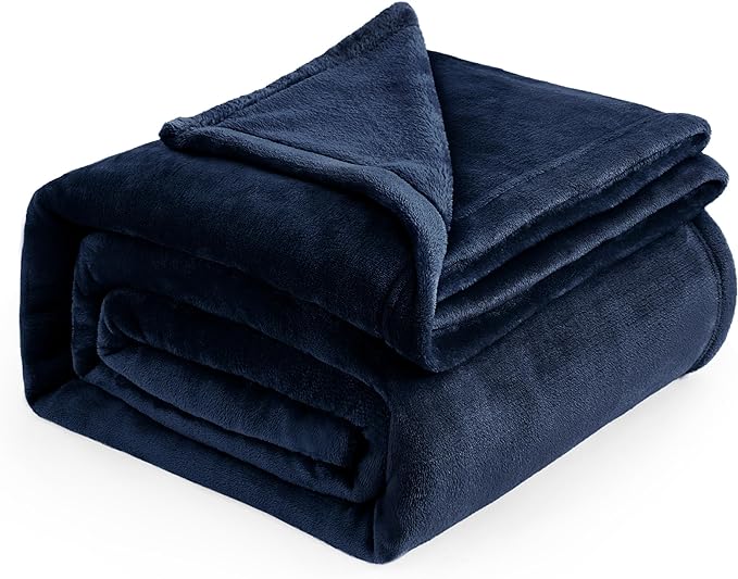 Bedsure Navy Fleece Blankets Queen Size - Bed Blanket Blue Soft Lightweight Plush Fuzzy Cozy Luxury Microfiber, 90x90 inches-StrideForce Fitness