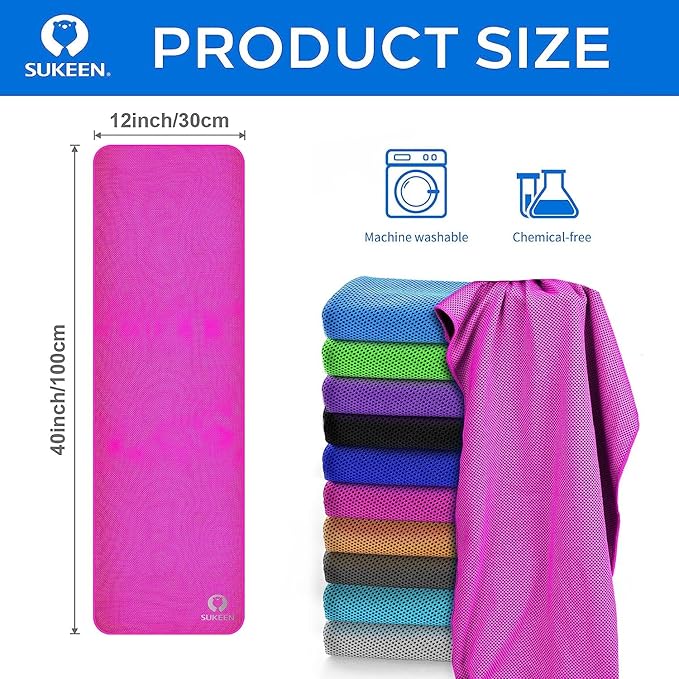 Sukeen Cooling Towel (40"x12"),Ice Towel,Soft Breathable Chilly Towel,Microfiber Towel for Yoga,Sport,Running,Gym,Workout,Camping,Fitness,Workout & More Activities-StrideForce Fitness