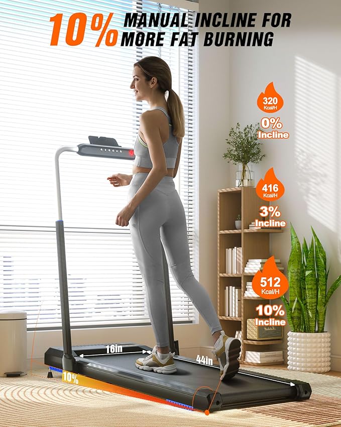 WELLFIT Treadmill for Home, 2 Level Incline Heavyduty Treadmill with Pulse Sensor, 4.0 HP, 1.0-10.0 MPH, 450/360 lbs Capacity, Large Running Area Treadmills with Bluetooth Player & LED Display-StrideForce Fitness