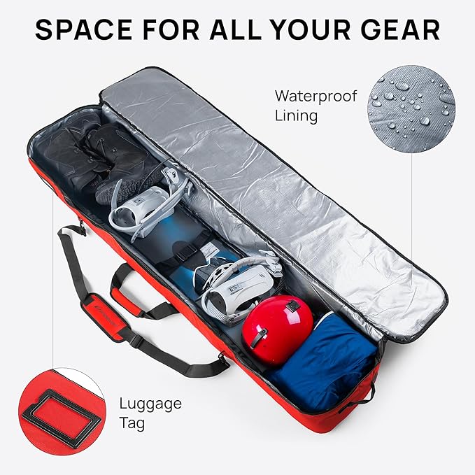 Snowboard Bag For Air Travel - Padded Snowboard Bag - Waterproof and Fully Padded Snowboarding Travel Bag For Flying - Up to 165 CM Snowboards-StrideForce Fitness