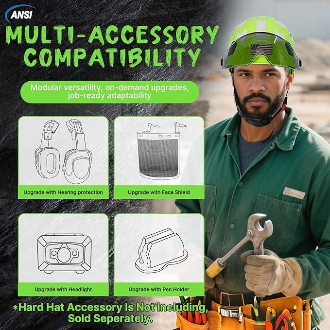 AOLAMEGS Construction Safety Hard Hat - ANSI Z89.1 Type Ι OSHA Approved Safety Helmets with Chin Straps Lightweight Reflective Vented ABS Hard Hats For Men Women Industrial Workwear 6-point Suspension-StrideForce Fitness