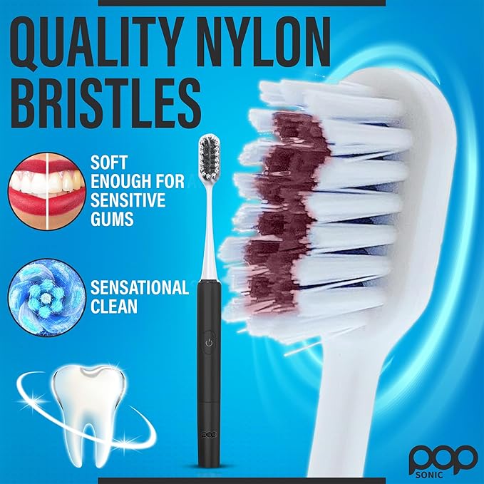 Go Plus Sonic Toothbrushes for Adults w/Electric Toothbrush Case (Black) - Electric Toothbrush for Adults & Kids - Sonic Toothbrush w/ 2 Speeds - 18000-24000 Vibrations Per Minute