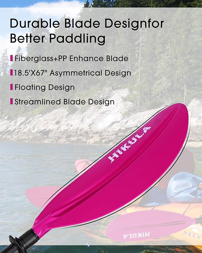 Kayak Paddle Aluminum Shaft Paddle with Nylon Blades, Floating Adjustable Kayaking Oars, 3 Piece, 220-240cm/86-94 Inches,Black/Rose/Teal/Black/Orange/Grey-StrideForce Fitness