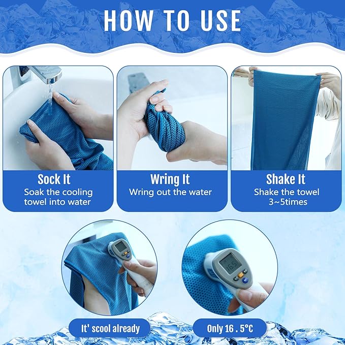 Hosuly 30 Pack Cooling Towels, 40"x12" Ice Breathable Soft Chilly Sweat Rag Microfiber Workout Rags for Gym Cooling Towels for Neck and Face for Yoga Golf Sport Running-StrideForce Fitness