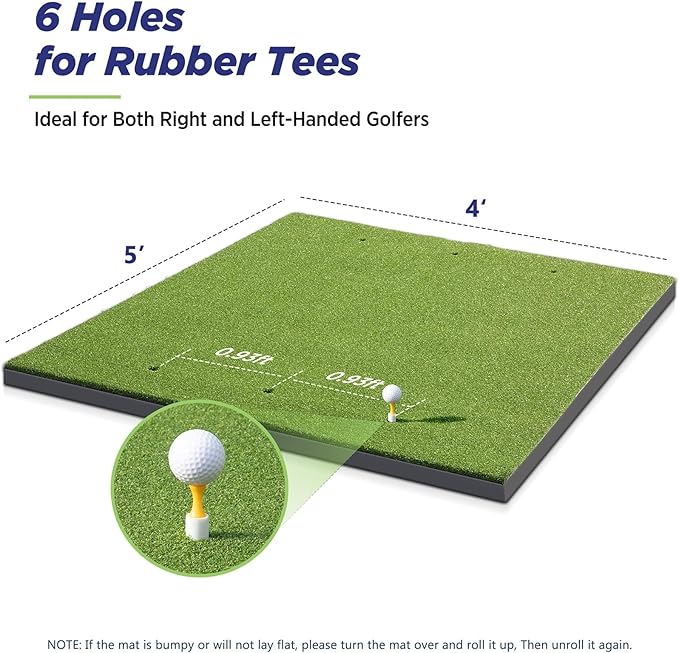 Golfguru Golf Mat, 5x4ft/5x5ft Dense Elite Golf Hitting Mats Practice with 10 Balls, 9 Tees, Heavy Duty Artificial Hitting Training Matt for Backyard Driving Chipping Indoor Outdoor Simulators-StrideForce Fitness