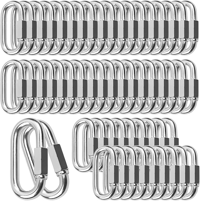 Quick Links, Chain Links Connector, 620lbs Capacity Heavy Duty Carabiner Clips, Galvanized Thread Quick Link Hardware for Safety Chain Swing Gym Hammock, Screw Lock Oval Locking Carabiner-StrideForce Fitness