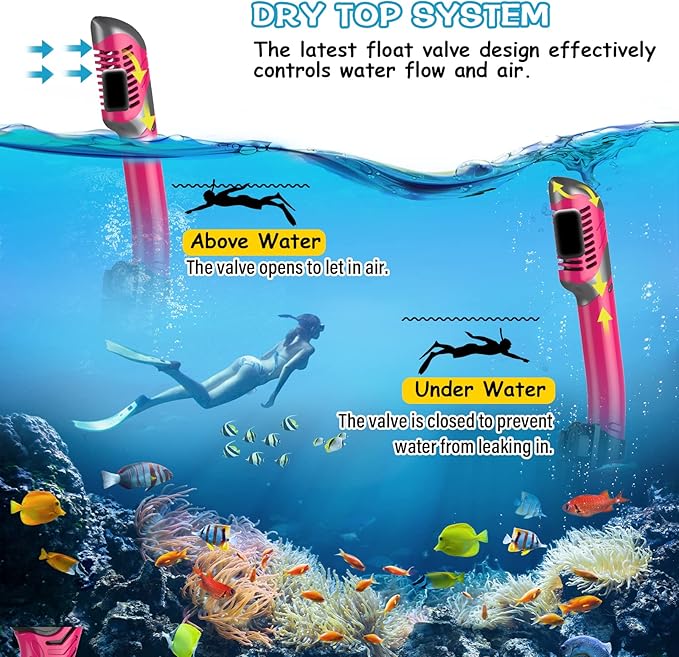 Greatever Dry Snorkel Set,Panoramic Wide View,Anti-Fog Scuba Diving Mask,Professional Snorkeling Gear-StrideForce Fitness