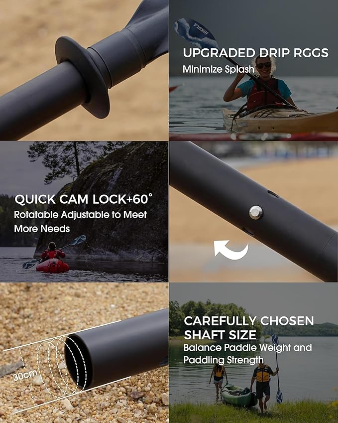 Kayak Paddle Aluminum Shaft Paddle with Nylon Blades, Floating Adjustable Kayaking Oars, 3 Piece, 220-240cm/86-94 Inches,Black/Rose/Teal/Black/Orange/Grey-StrideForce Fitness