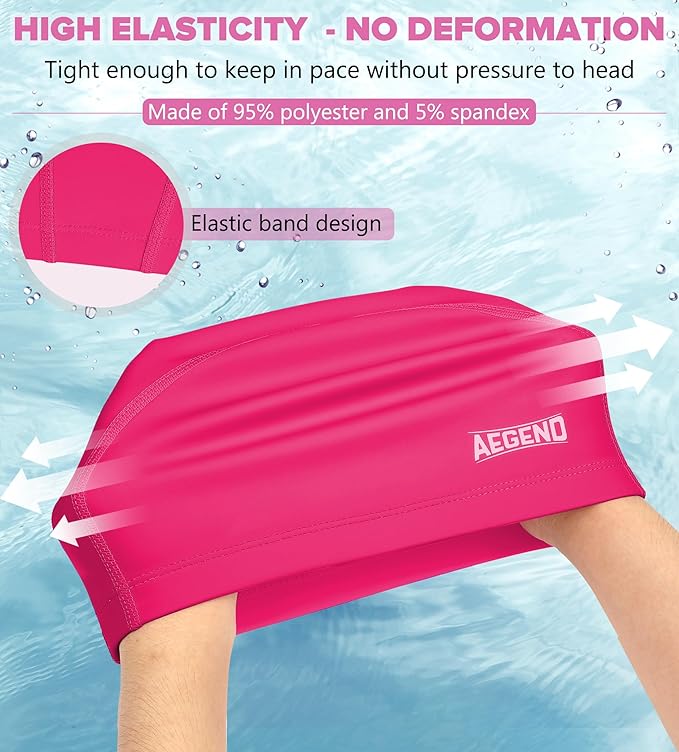 Aegend Fabric Swim Cap, Silicone Waterproof Layer - Breathable Cloth Swimming Cap, Keep Hair Dry with Hight Elasticity for Youth(8-16) Adult, 2 Sizes to Choose-StrideForce Fitness