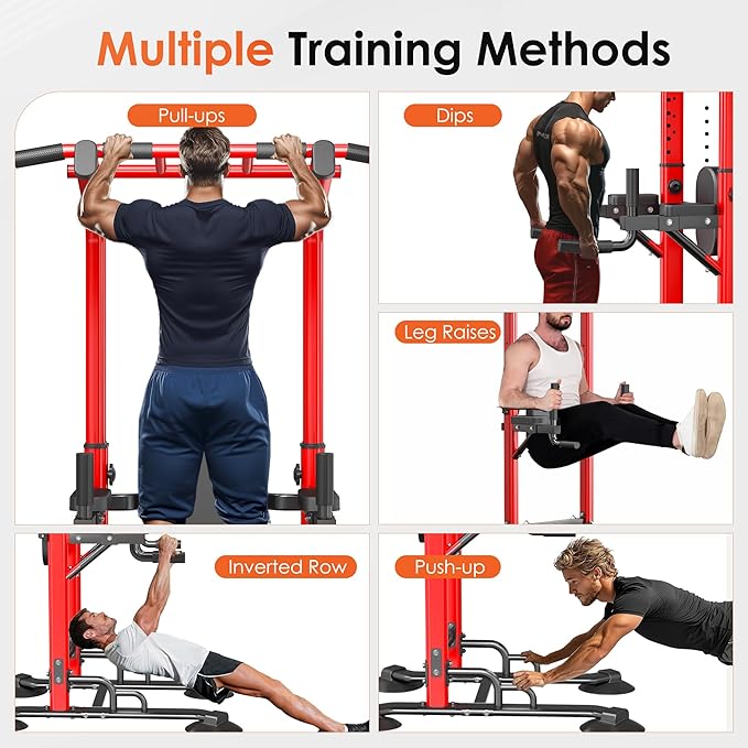 soges Power Tower Pull Up Bar Station, Dip Station for Home Gym, Height Adjustable Heavy Duty Strength Home Training Fitness Workout Equipment-StrideForce Fitness