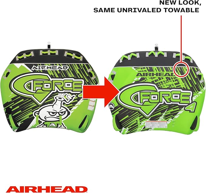 Airhead G-Force Inflatable Towable Tube | 2-4 Rider Models | Dual Tow Points | Full Nylon Cover | Kwik-Connect | Patented Speed Valve | Boat Tubes and Towables-StrideForce Fitness