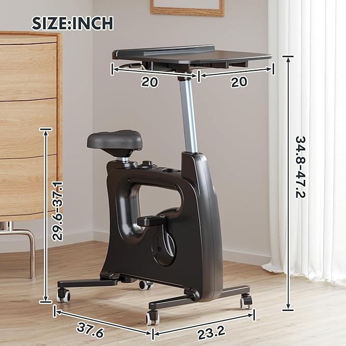 FLEXISPOT Exercise Bike with 2D Desktop, Space Saving Under Desk Bike with Removable Desk, Stationary Bikes Indoor Bikes with 300LBS Heavy Duty 8-Level Resistance Flywheel Optional LCD, V9PRO/V9MAX-StrideForce Fitness
