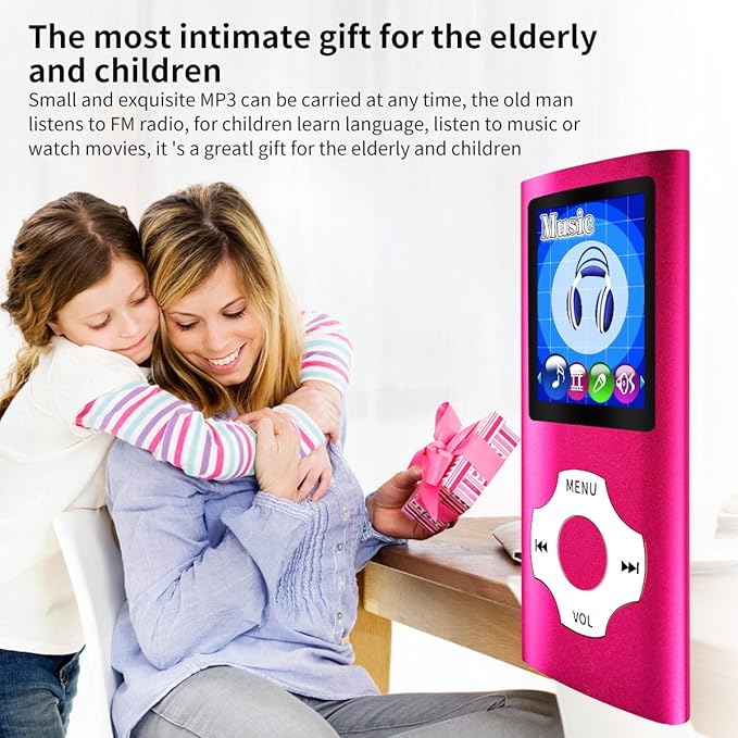 Mymahdi MP3 Player Portable Music Player, 1.8 Inch LCD Screen with Video/Voice Record/FM Radio/E-Book/Photo Viewer, Max Support 64GB Pink-StrideForce Fitness