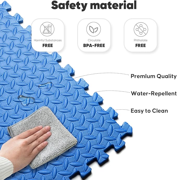 Home Gym Mat, Puzzle Exercise Mat, 1of EVA Interlocking Foam Floor Tiles for Home Workout Equipment and Kids' Play Areas - Grey, 24 in x 24 in x ½ in - 32 Tiles (Grey, 32 Pack 128 sq ft)-StrideForce Fitness