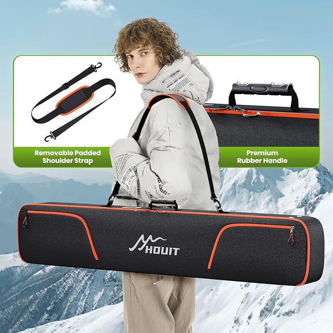 Padded Snowboard Bag, Waterproof Snowboard Travel Bags for Air Travel Flying - 1680D Reinforced, with Mesh Pocket, Ski Pole Pocket-StrideForce Fitness