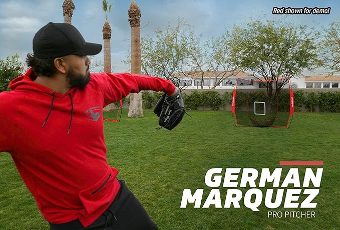 PowerNet Baseball Softball Practice Net 7x7 with Baseball Accessories for Practice Pitching, Batting & Fielding, Ball Caddy, Weighted Baseballs, Tee-StrideForce Fitness