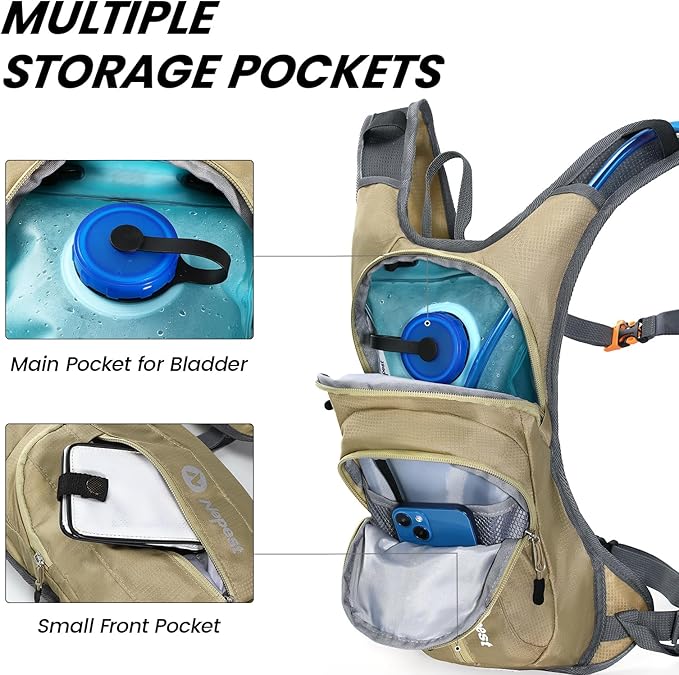 Nepest Hydration Pack Backpack for Women & Men, Lightweight Water Backpack with 2L Water Bladder for Hiking Cycling Running Biking-StrideForce Fitness