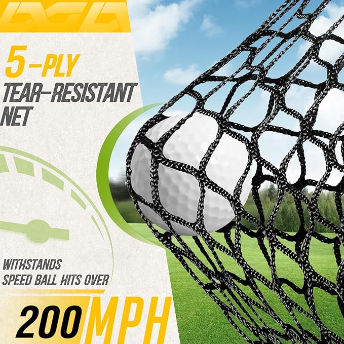 PodiuMax Golf Net, 10x7ft Golf Practice Net with Noise Reduce Silk Target Driving Real Balls, Hitting Nets for Backyard Garage, Improve Chipping Putting Pitching, Gift for Men & Golfers-StrideForce Fitness