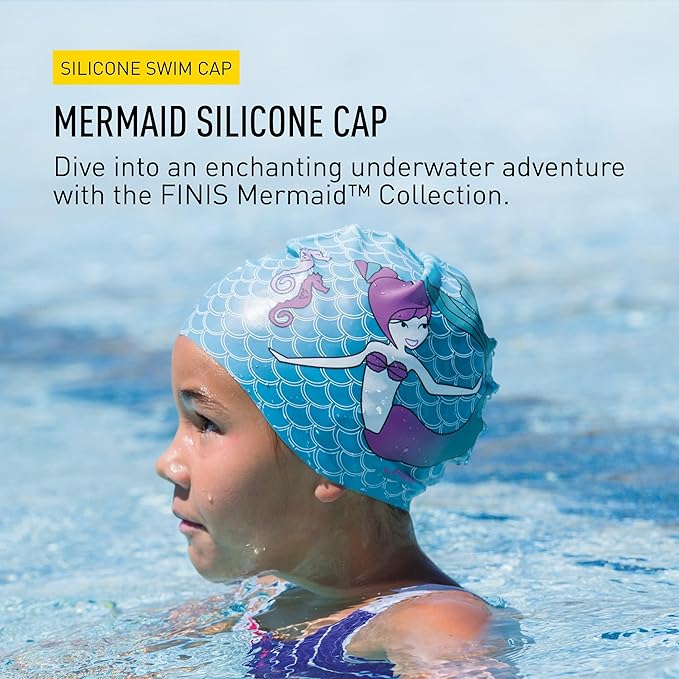 FINIS Mermaid Kids Swim Cap - 100% Silicone - Fun Prints - Universal Fit - Chlorine Protection-StrideForce Fitness