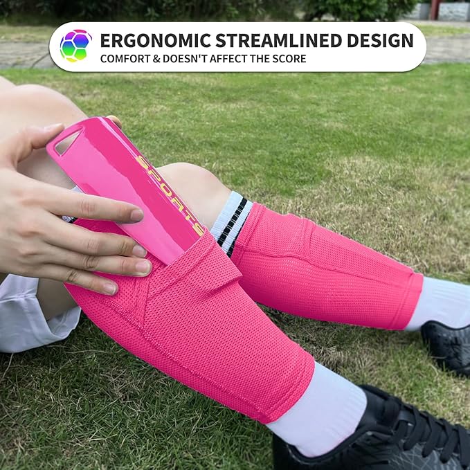 Kids Youth Soccer Shin Guards with Sleeves, Slip in Shinguards Soccer Shin Pads for 3-15 Years Old Boys Girls Child Teens-StrideForce Fitness