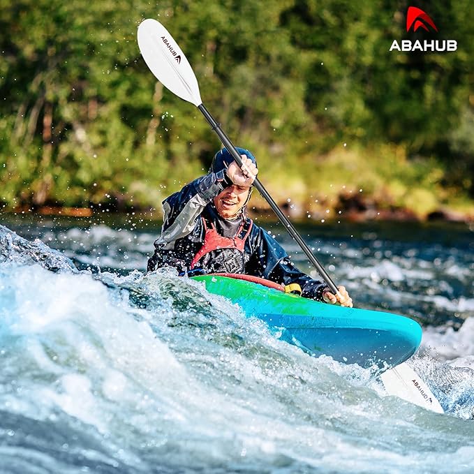 Abahub Kayak Paddle, 90.5 Inches Kayaking Oars for Boating, Canoeing with Free Paddle Leash, Aluminum Alloy Shaft Black/Blue/Green/Orange/Yellow Plastic Blades-StrideForce Fitness