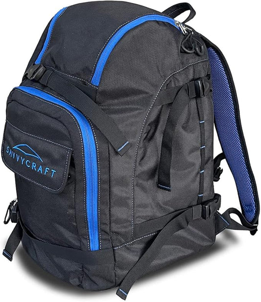 Savvycraft Ski Boot Bag, 50L Ski Backpack for Ski and Snowboard Boots, Helmets, Gloves, and Accessories, Lightweight Durable Convenient, Blue-StrideForce Fitness
