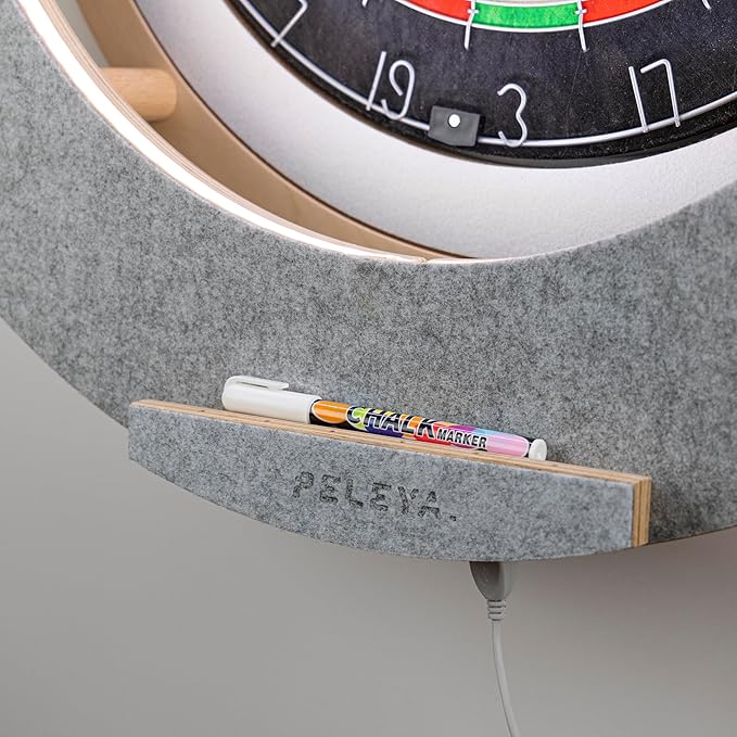 Dart Board Cabinet Set with LED Light; Bristle Dartboard, Built in LED Light, Darts and Chalkboards-StrideForce Fitness