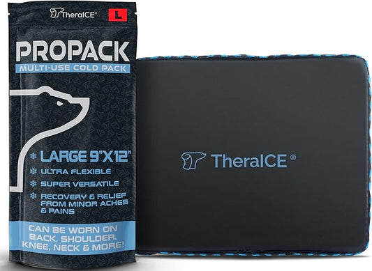 TheraICE PROpack Ice Pack for Injuries, Reusable Soft Multipurpose Cold Gel Ice Pack for Muscular Back Pain, Shoulder, Hip, Knee - Flexible Cold Compress Wrap for Minor Aches & Pains - 9 x 12-StrideForce Fitness