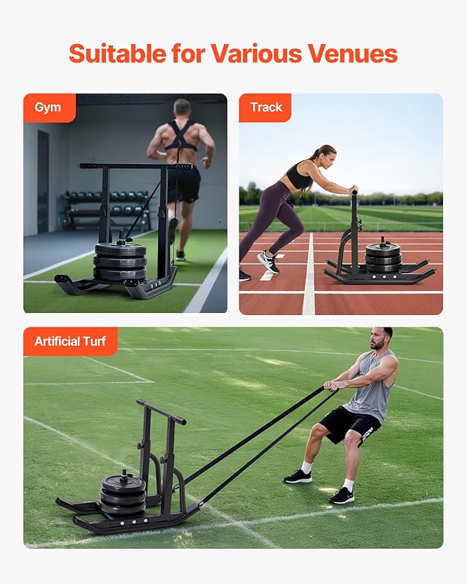 VEVOR Weight Sled, Steel Power Sled, Fitness Training Sleds for Athletic Exercise Speed Improvement, Workout Equipment with Adjustable Height Handle-StrideForce Fitness