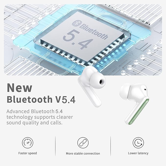 Wireless Earbuds, Bluetooth 5.4 Headphones in Ear with 4 ENC Noise Cancelling Mic, New Wireless Earphones HiFi Stereo Deep Bass 40H Playtime, in-Ear Bluetooth Earbuds LED Display IP7, USB-C, Green-StrideForce Fitness