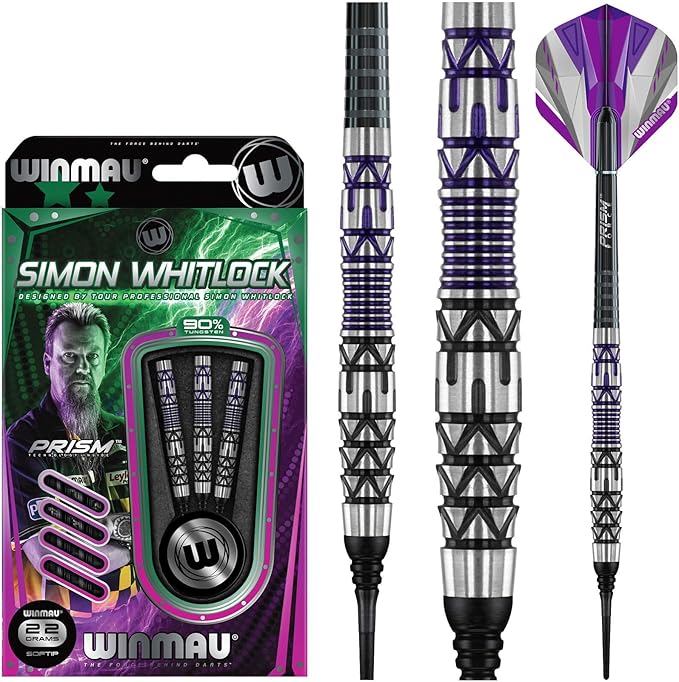 Winmau Simon Whitlock Dynamic Special Edition Tungsten Darts Set with Flights and Stems (Shafts)-StrideForce Fitness