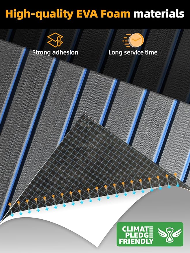 FOCEAN Boat Flooring EVA Foam Boat Decking Faux Teak Marine Flooring Boat Mat Boat Carpet Sheet for Motorboat RV Yacht Kayak Surfboard, 94.5"x 47.2"/35.4"/23.6"/15.7"-StrideForce Fitness