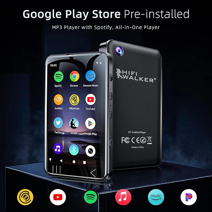 MP3 Player with Bluetooth and WiFi, Music Player with Camera Spotify Pandora,Amazon Music, 4" Touch Screen Android MP4 Player with Speaker 144GB MP4 & MP3 Player for Travel Sport-StrideForce Fitness