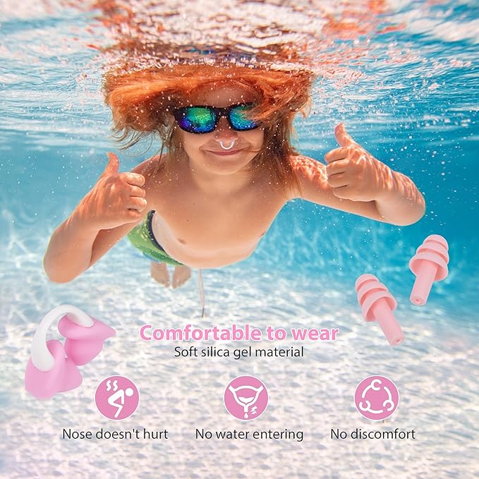 Nose Plugs for Swimming for Kids(Age 4-7),Painless Nose Clip for Swimming, Ensure Comfort and Safety in The Water-StrideForce Fitness