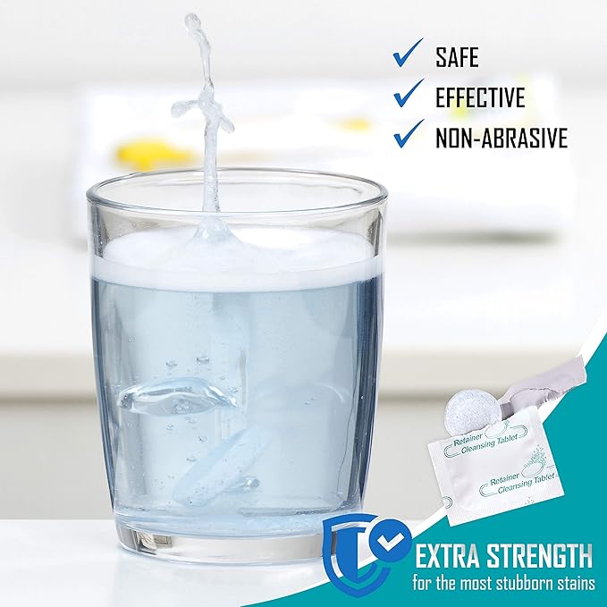 Retainer and Denture Cleaner 150 Tablets, 5 Month Supply Cleaning Tablets Denture Cleaners Remove Bad Odors, Plaque, Stains From Night Guards, Mouth Guards, Dental Appliance