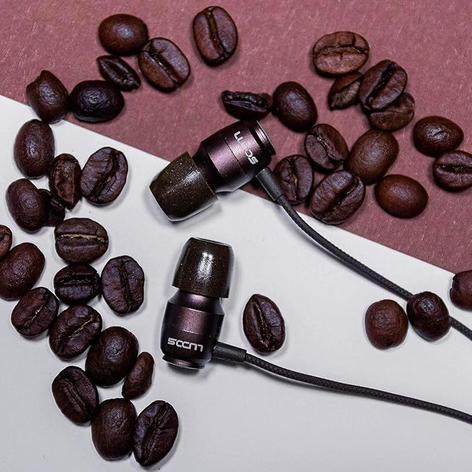 LUDOS Clamor Wired Earbuds in-Ear Headphones, 5 Years Warranty, Earphones with Microphone, Noise Isolating Ear Buds, Memory Foam for iPhone, Samsung, School Students, Kids, Women, Small Ears - Brown-StrideForce Fitness