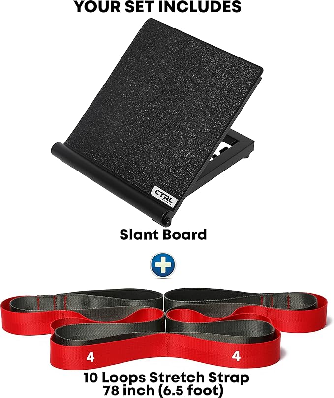 Stretching Strap with Loops - Non Elastic Stretch Band for Physical Therapy, Yoga Strap for Stretching Equipment, Stretch Bands for Exercise and Flexibility - Fascia, Hamstring & Leg Stretcher Belt-StrideForce Fitness