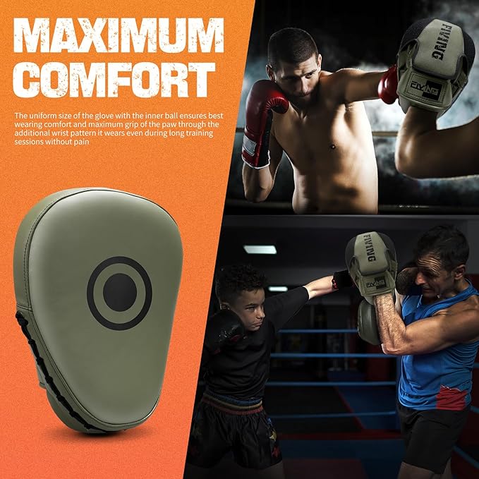 Boxing Pads for Men, Women, & Kids, Leather Focus Mitts for Martial Arts, Boxing Training, Curved Punch Mitts for Karate, Kickboxing,Muay Thai, Taekwondo-StrideForce Fitness