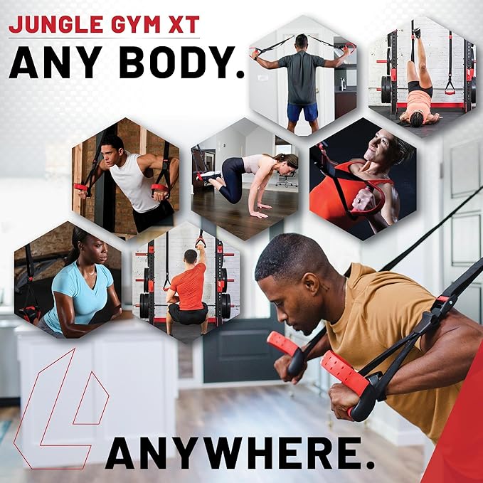 Lifeline Jungle Gym XT Body Weight Suspension Trainer System – Patented Split Anchor, Full-Body Workout, Lightweight Home Suspension Training Kit for Home Gym, Workout Equipment-StrideForce Fitness