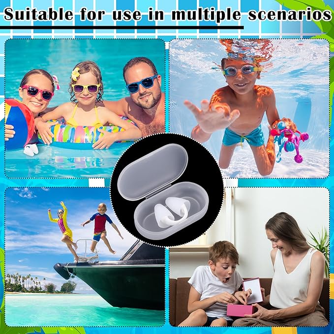 2 Pack Nose Plugs for Swimming for Adults and Kids (Age 7-12), Waterproof Soft Silicone Swimming Protectors Nose Block Nostril Plugs for Swimmers Surfers Water Sports-StrideForce Fitness